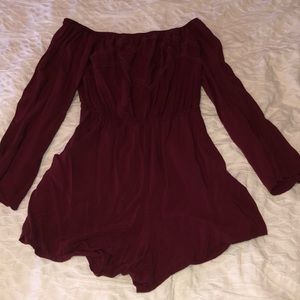 Maroon  off the shoulder romper!!